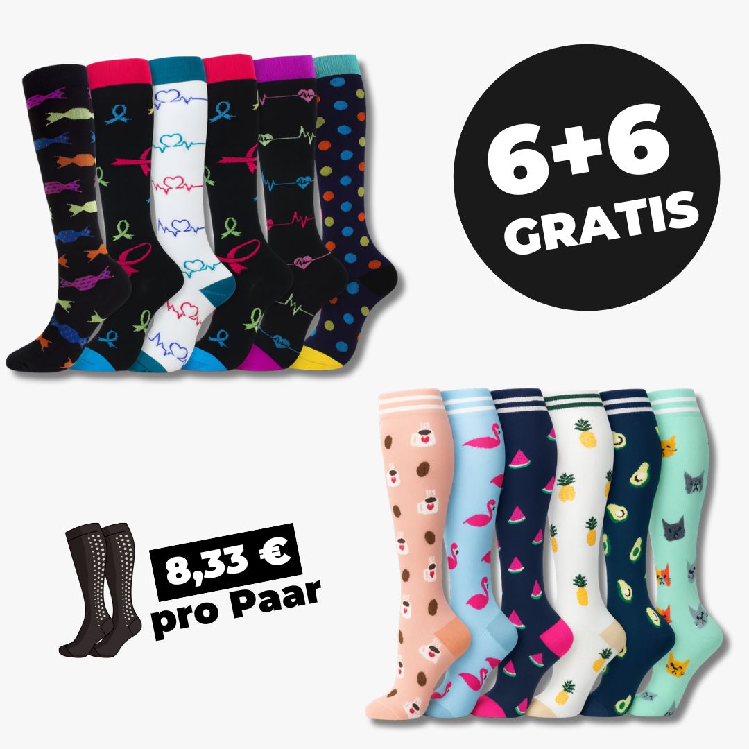 Kompressionsstrümpfe Mix 6+6 GRATIS