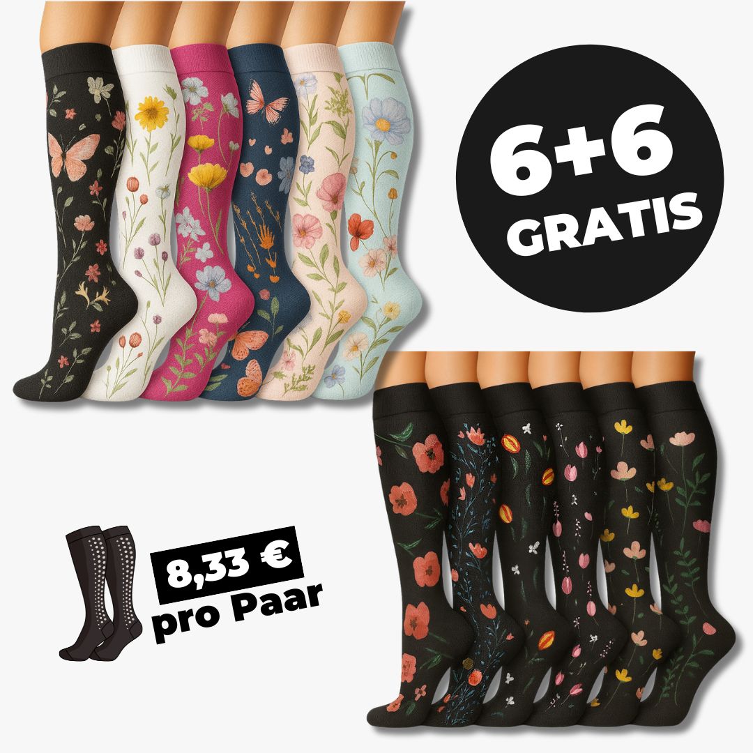 Kompressionsstrümpfe Flower Mix 6+6 GRATIS