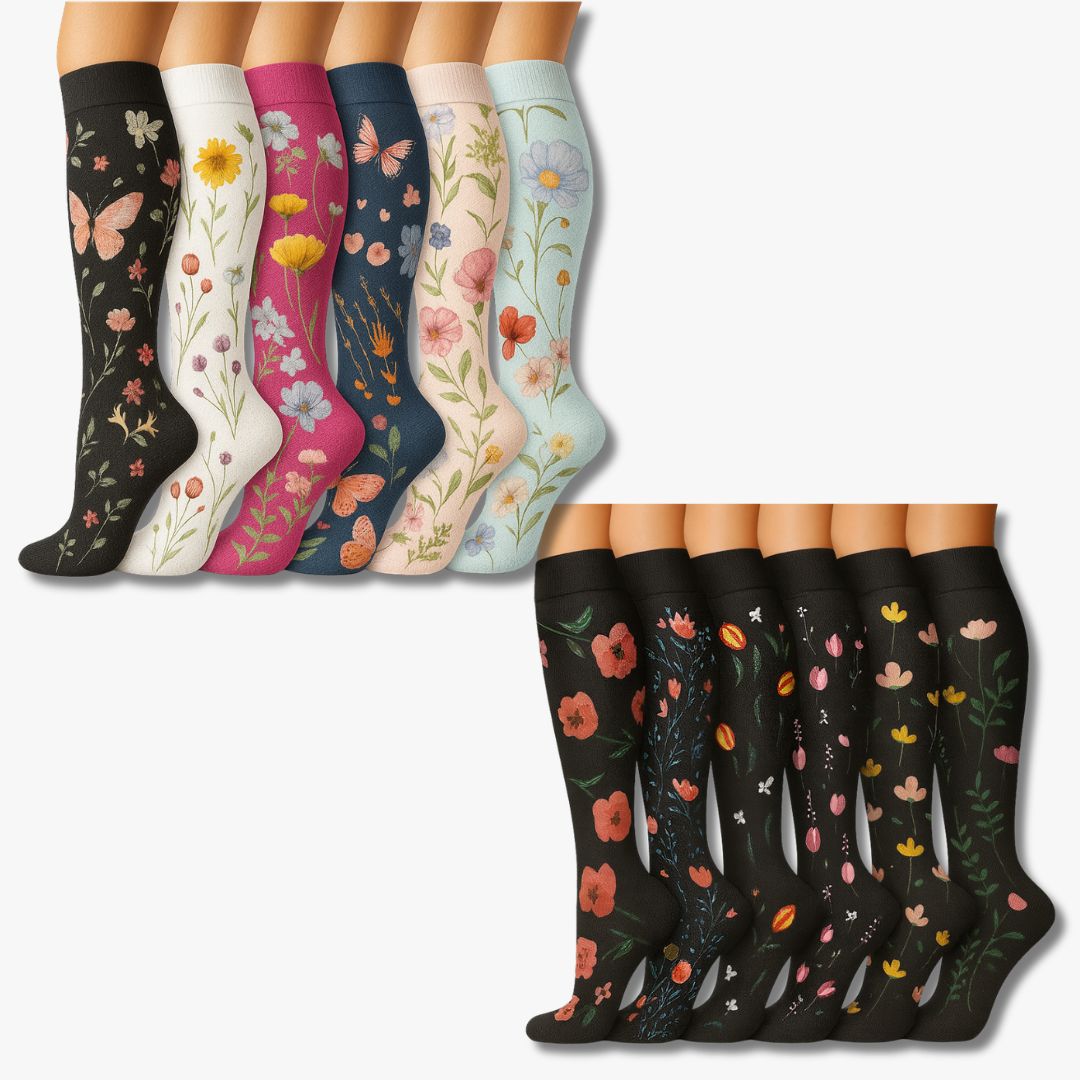 Kompressionsstrümpfe Flower Mix 6+6 GRATIS