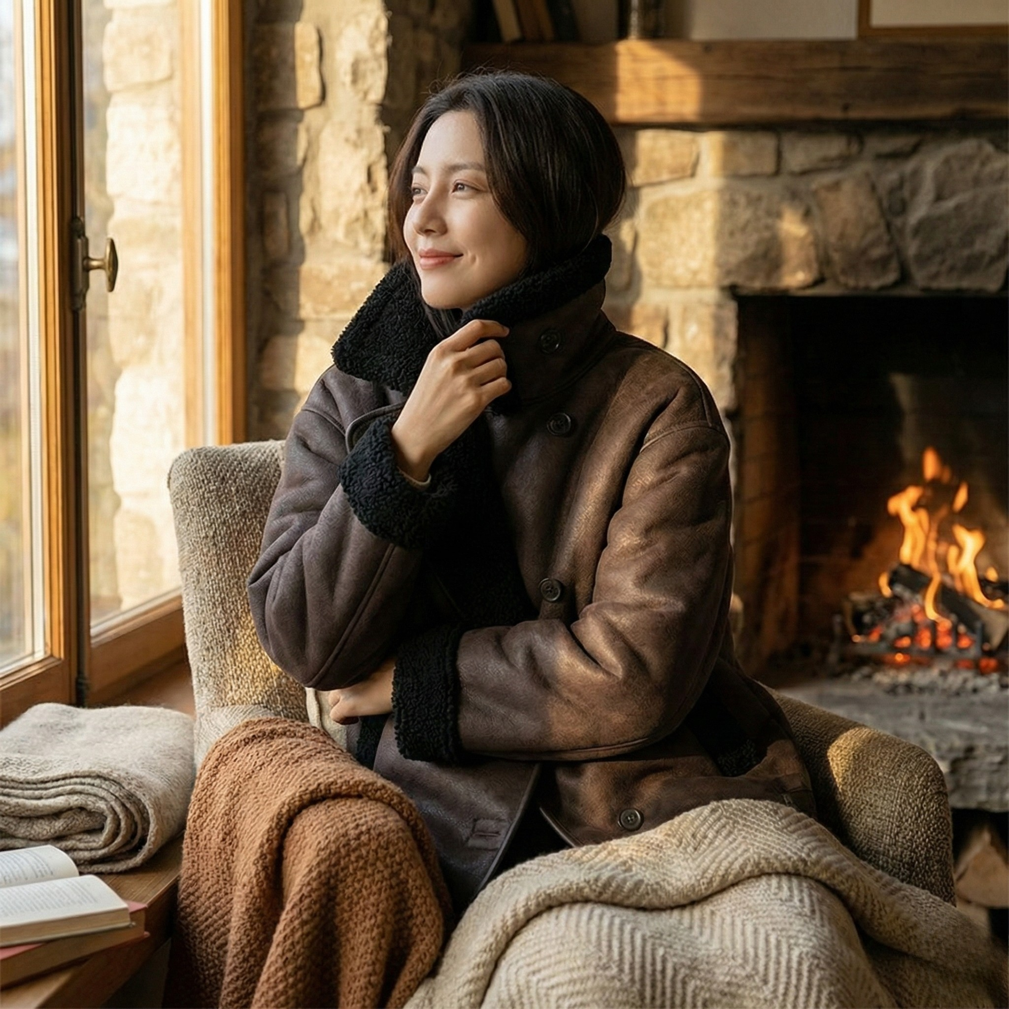 Winter Lederjacke mit wärmendem Innenfutter