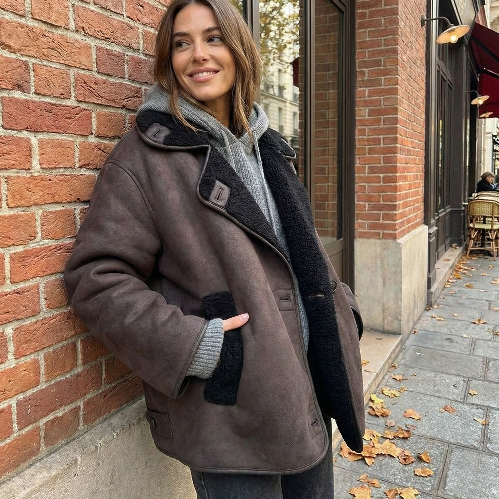 Winter Lederjacke mit wärmendem Innenfutter